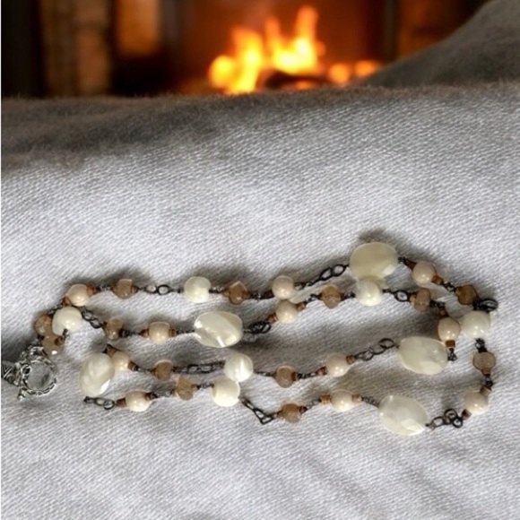 Silpada N1504 Mother of Pearl Rutilated Glass Riverstone Coco Beads Necklace 36” - Picture 5 of 11